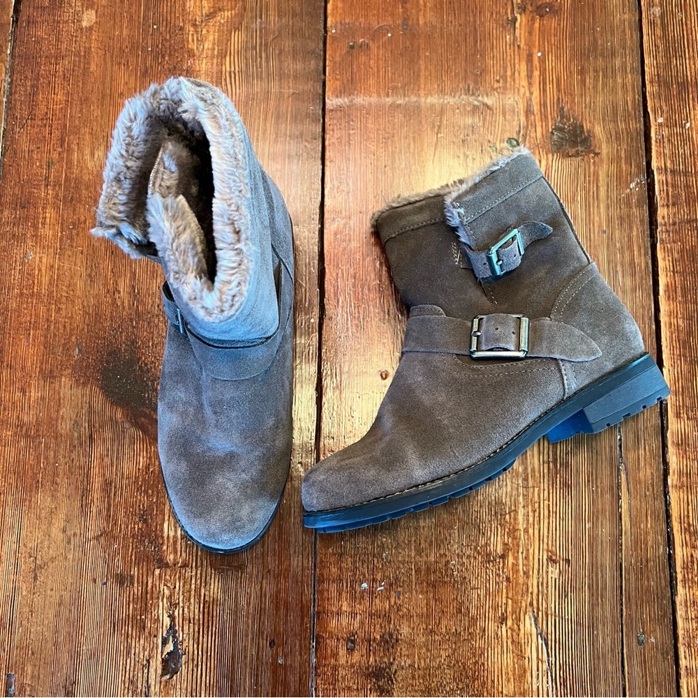 Bjorndal Leather Boots with Fur and Buckles Vail Style Size Women's 7 Gray